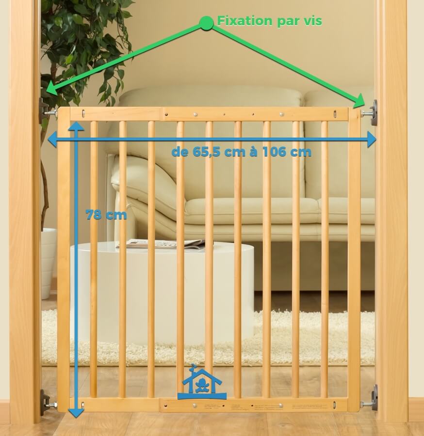 Barriere de sécurité pour enfant nevada bois verni 70 à 106 cm - SPTD -  Mr.Bricolage