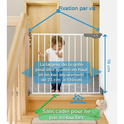 Barrière de Sécurité Escalier sans cadre Extensible à Visser_YAPA-PA-018