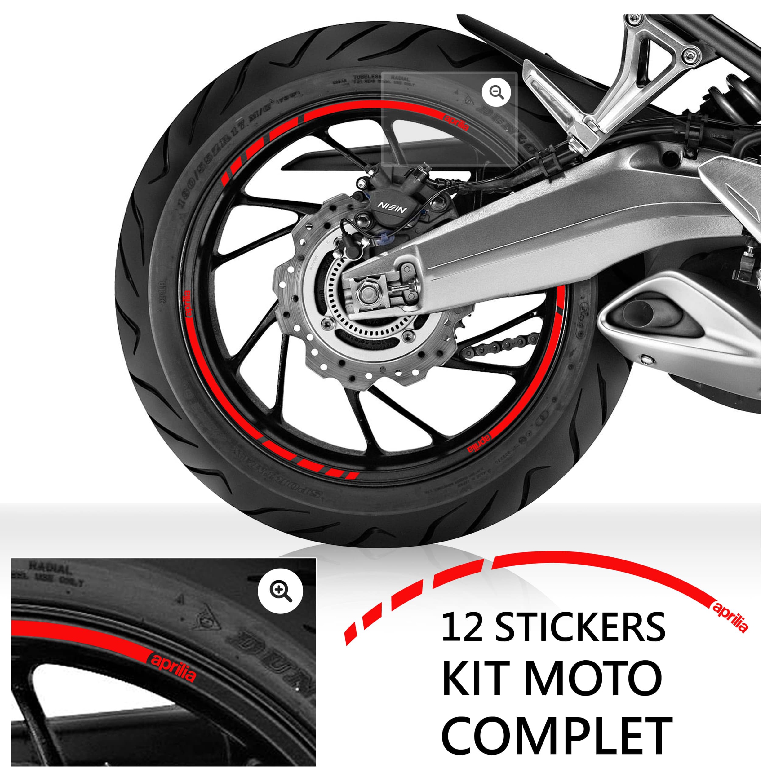 Kit 8 Liseret Jante Moto ref2; Stickers scooter autocollant 
