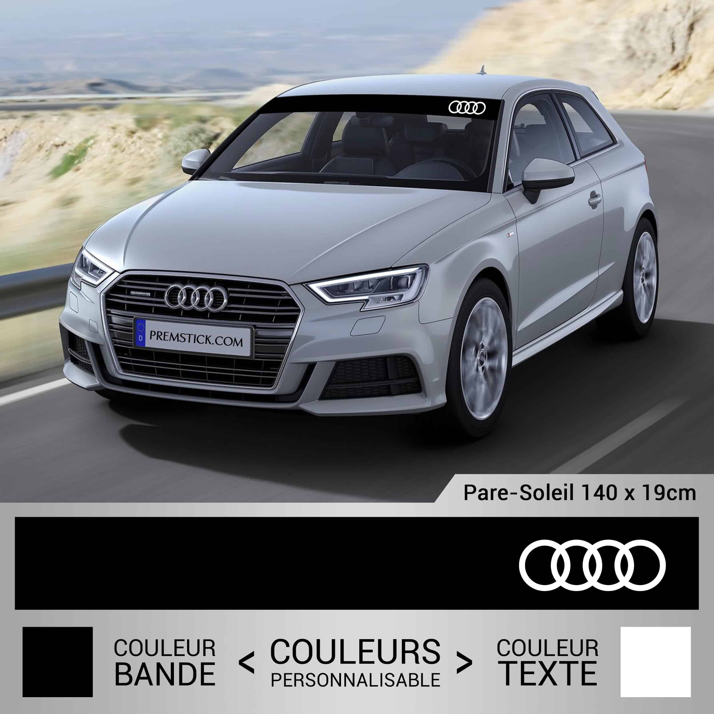 Stickers ANNEAUX AUDI Noir compatible 4 Autocollants Adhésifs Bas de Caisse