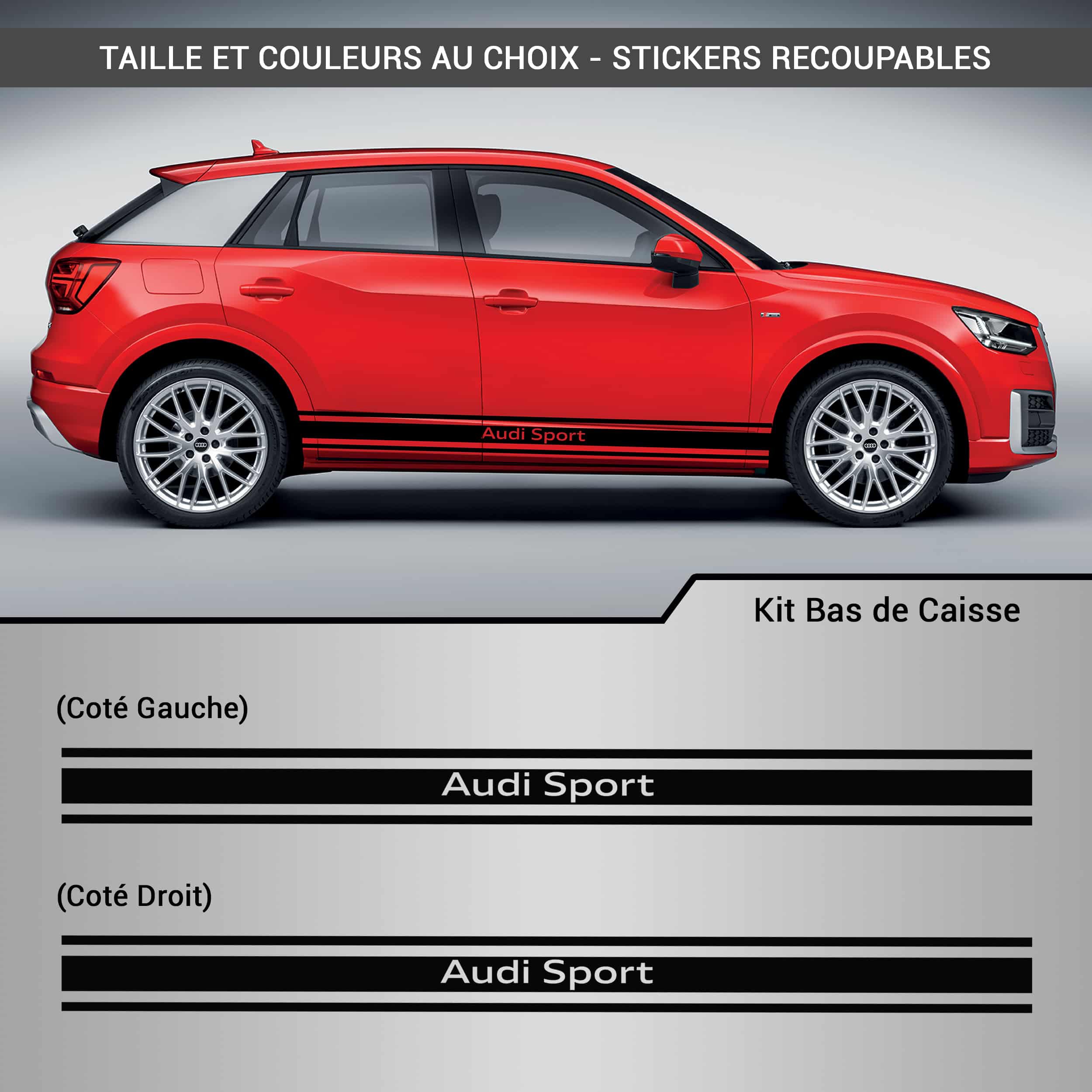 Kit Stickers Bas de Caisse Audi Sport Bandes - Déco