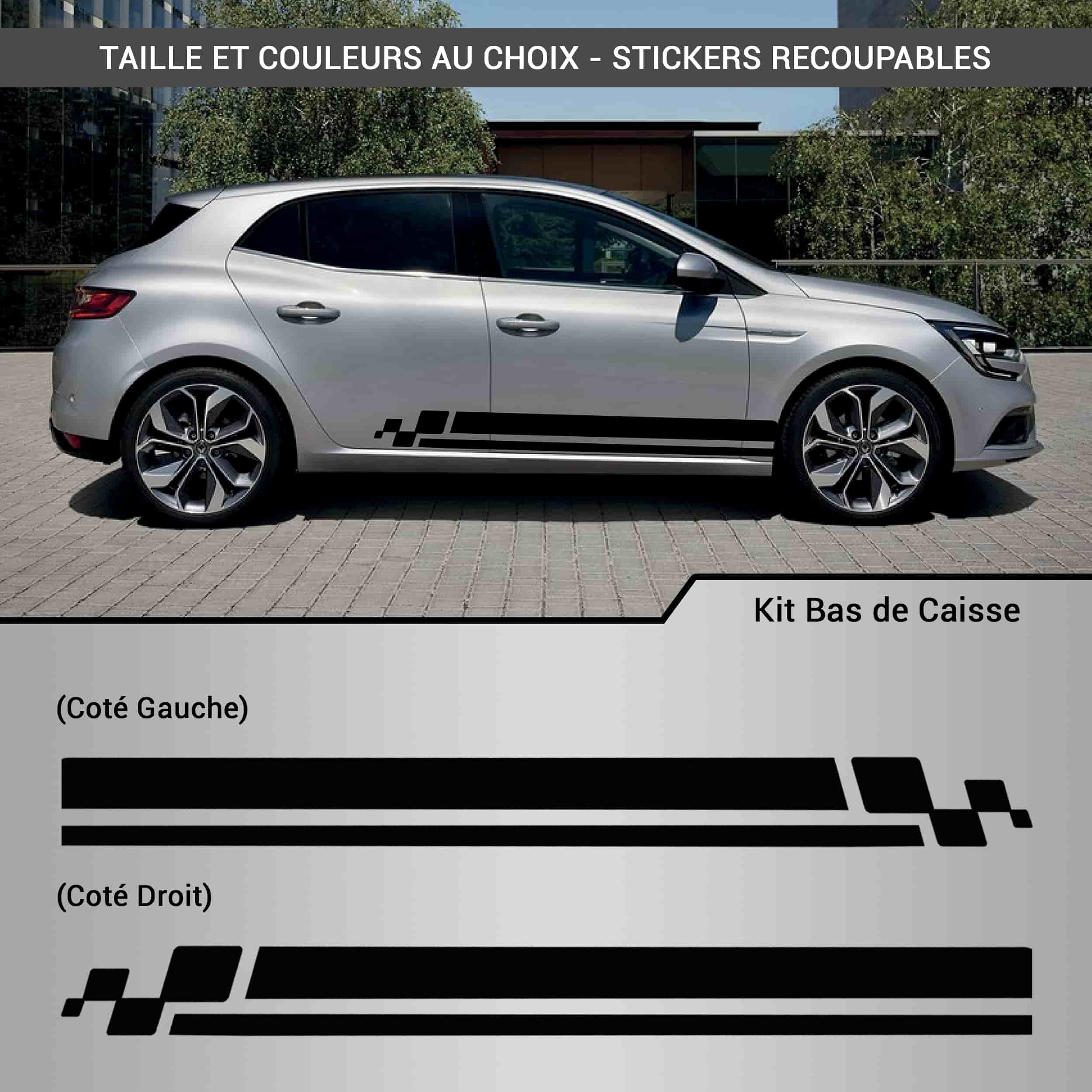 Stickers autocollants bas de caisse Peugeot damier Style