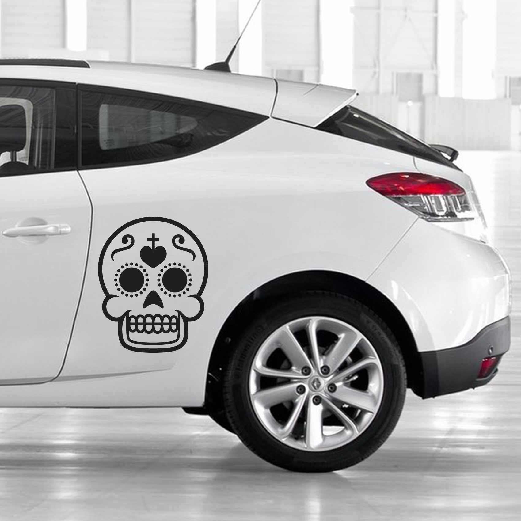 stickers-tete-de-mort-mexicaine-ref4cranevoiture-autocollant-crane-sticker-skull-deco-voiture-décoration-auto