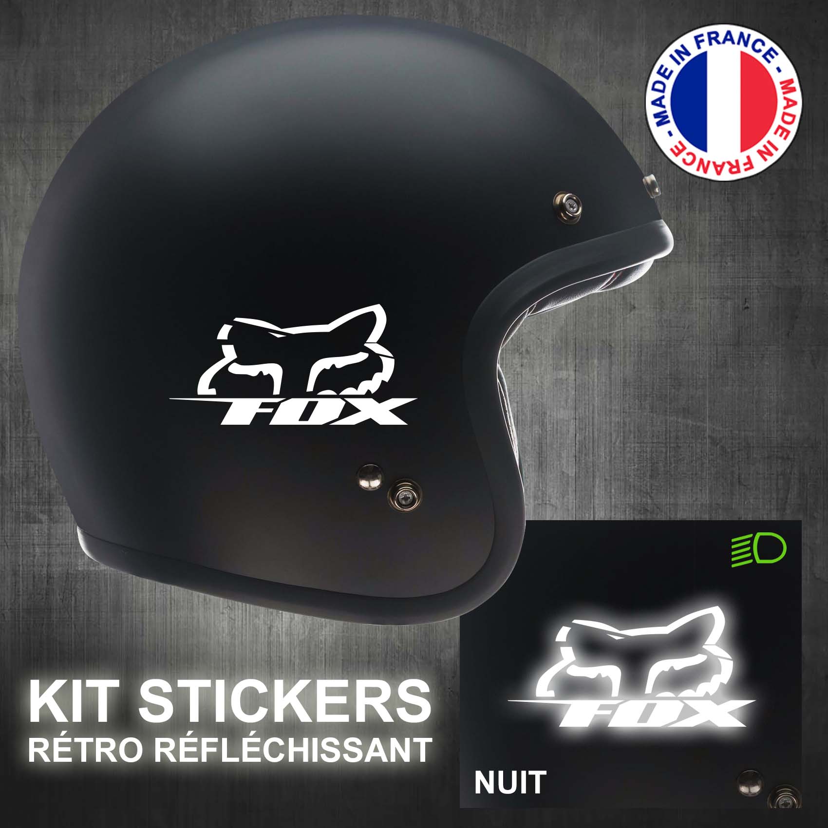stickers-casque-moto-fox-ref1-retro-reflechissant-autocollant-noir-moto-velo-tuning-racing-route-sticker-casques-adhesif-scooter-nuit-securite-decals-personnalise-personnalisable-min