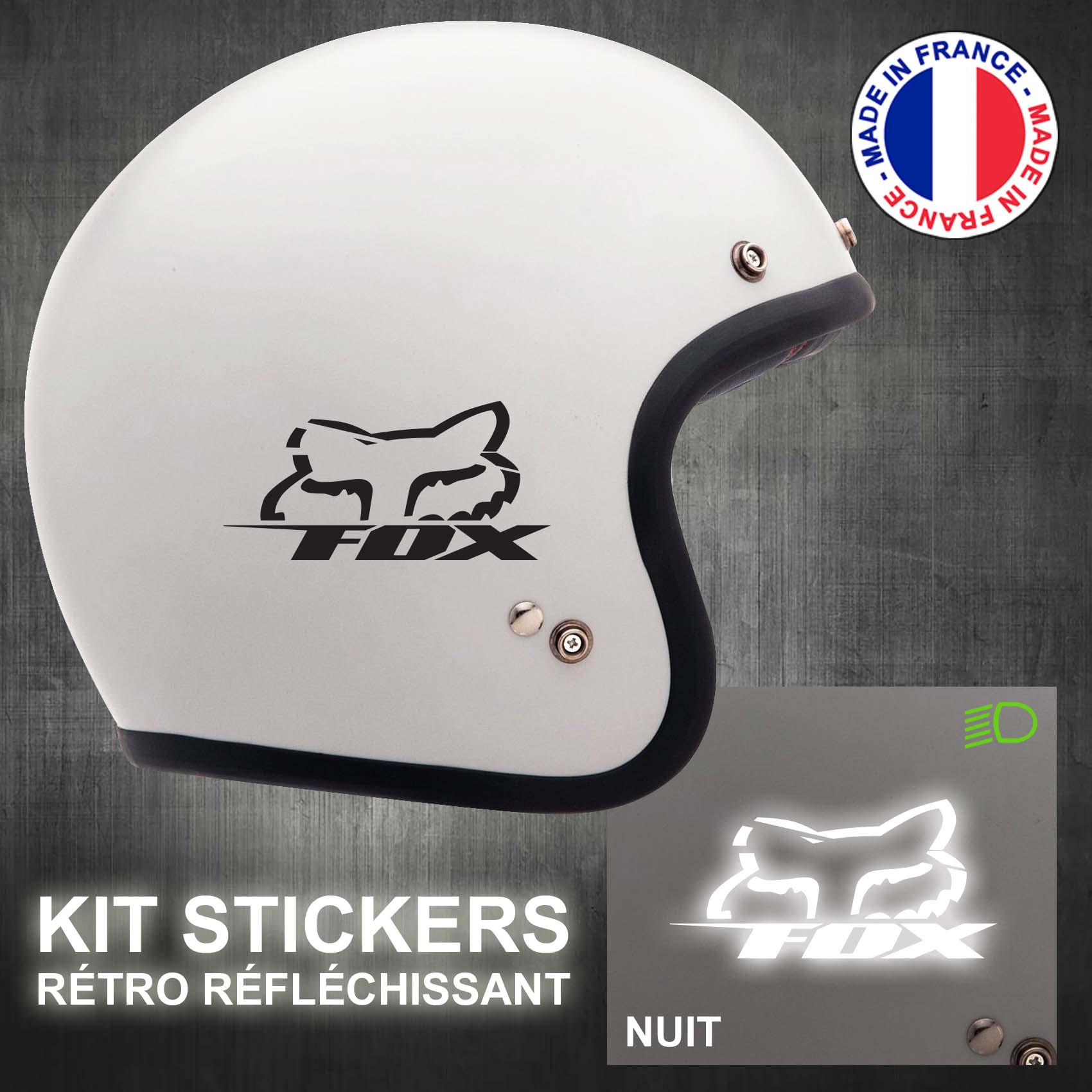 Stickers Fox Rétro Réfléchissant - Casque moto