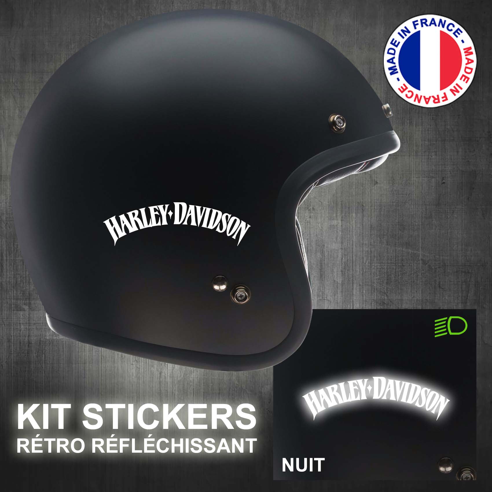 Stickers Harley Davidson Skull Bls Rétro Réfléchissant - Casque