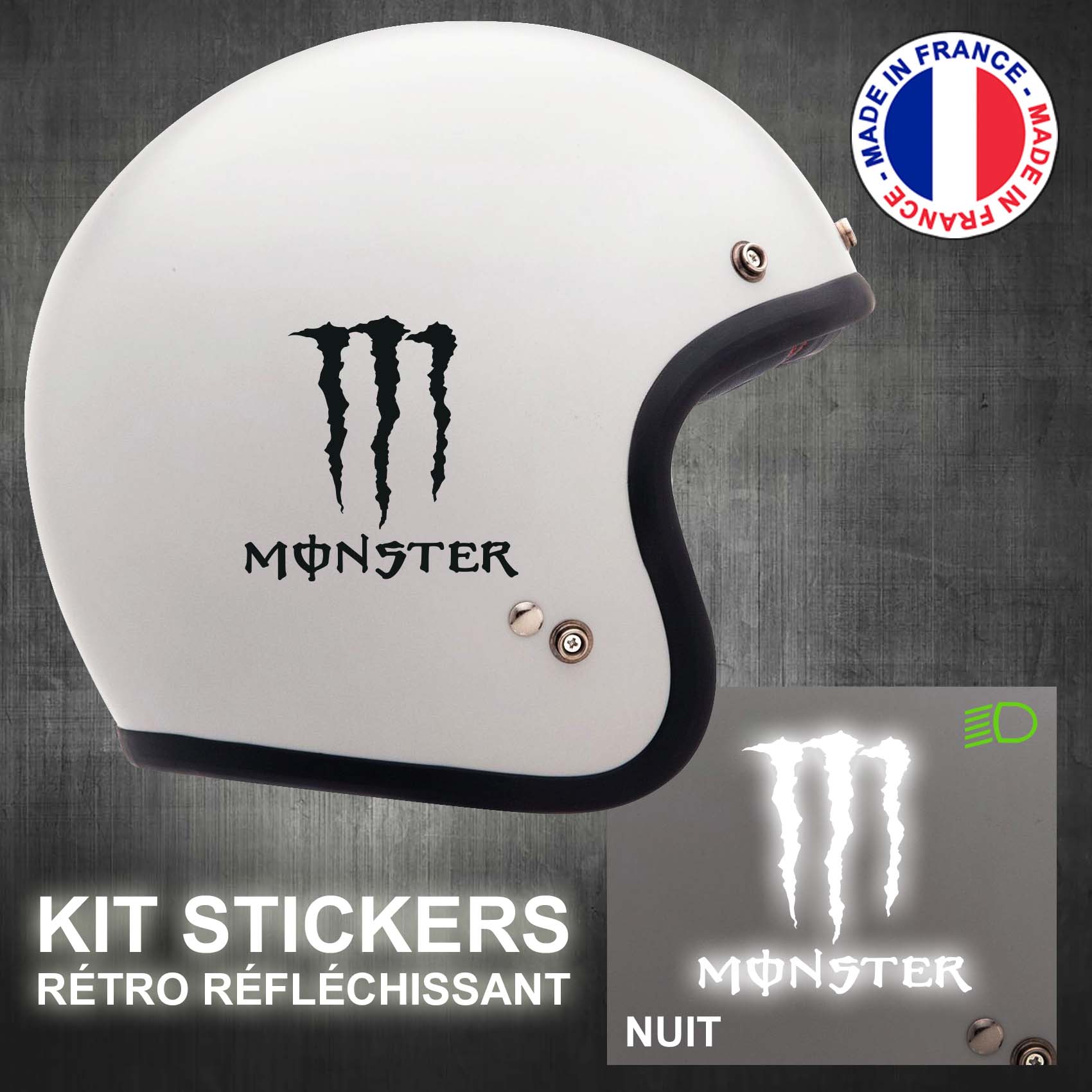stickers-casque-moto-monster-ref1-retro-reflechissant-autocollant-moto-velo-tuning-racing-route-sticker-casques-adhesif-scooter-nuit-securite-decals-personnalise-personnalisable-min