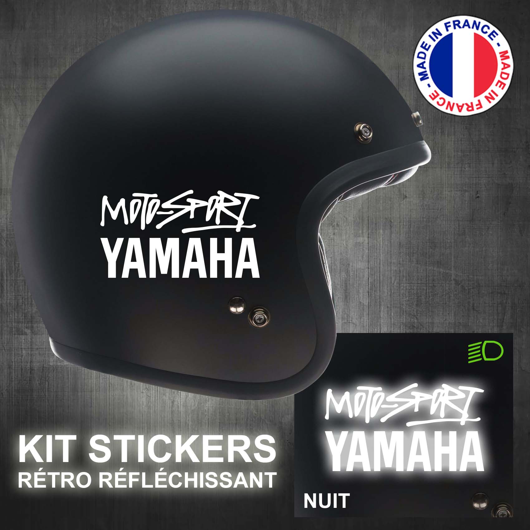 STICKERS CASQUE MOTO MOTO-SPORT RÉTRO RÉFLÉCHISSANT