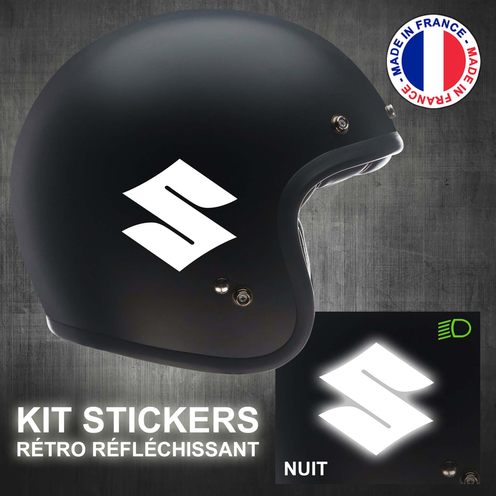 stickers-casque-moto-suzuki-ref2-retro-reflechissant-autocollant-noir-moto-velo-tuning-racing-route-sticker-casques-adhesif-scooter-nuit-securite-decals-personnalise-personnalisable-min