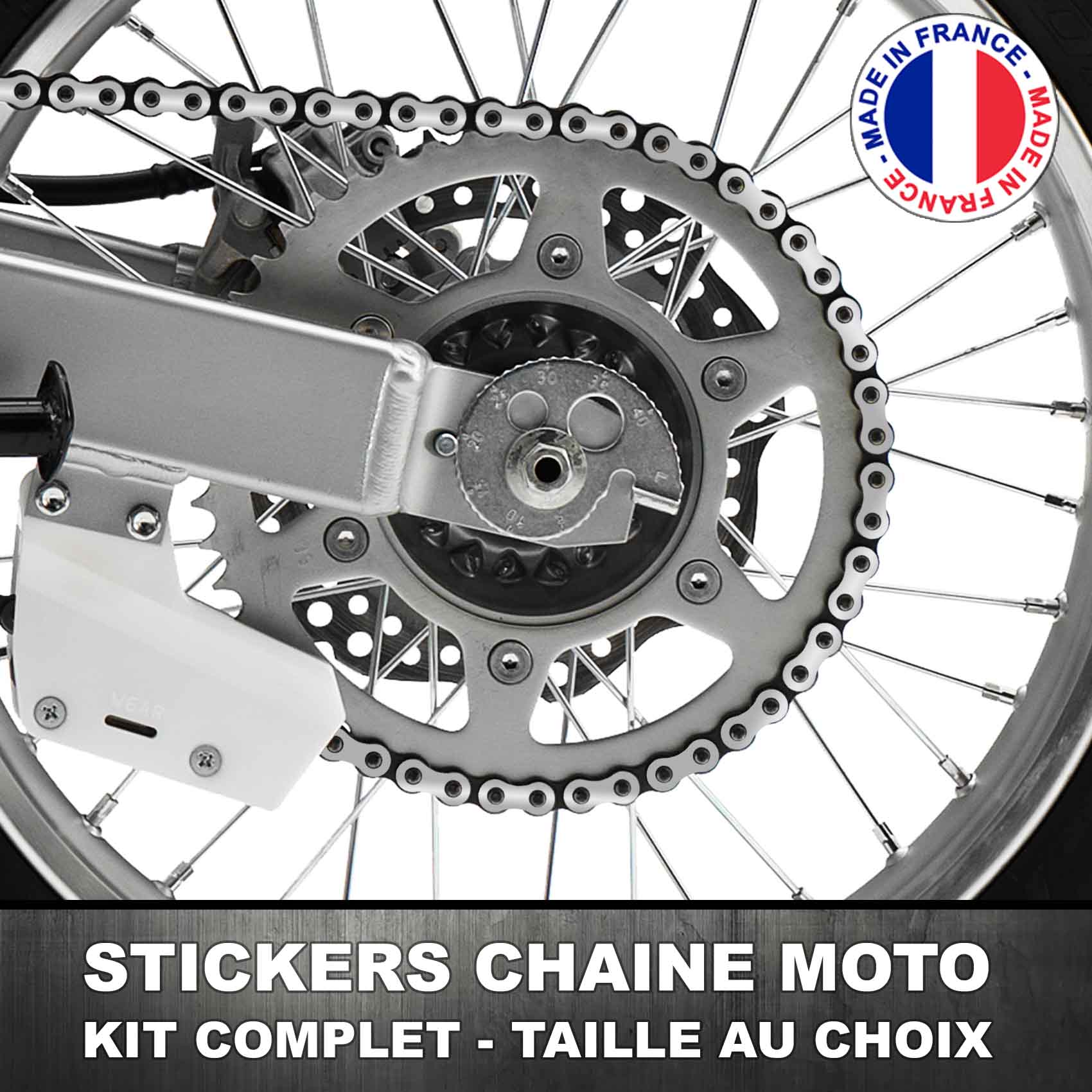 Stickers Chaine Moto Argent