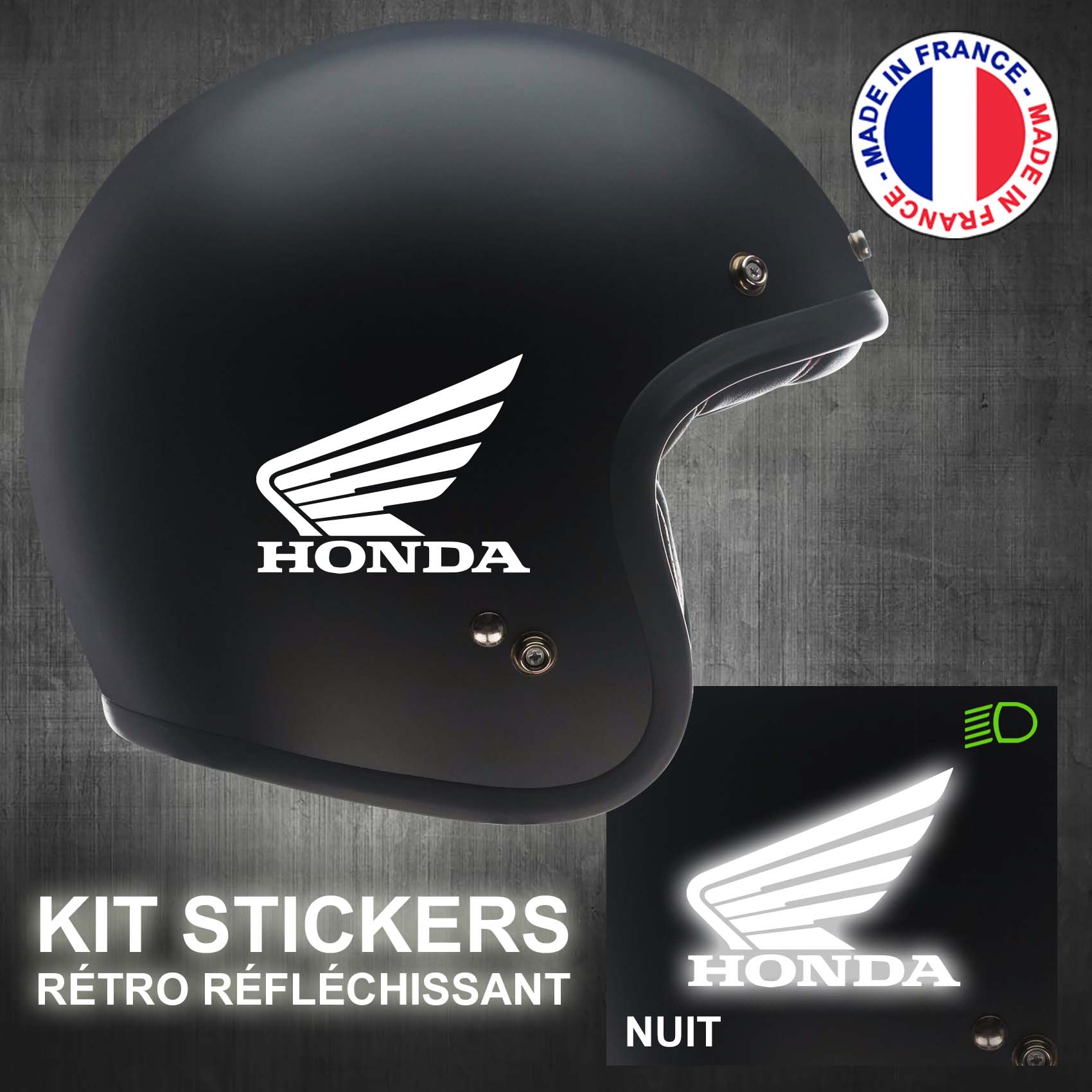Stickers Casque Moto réfléchissants Honda - Stick-attack