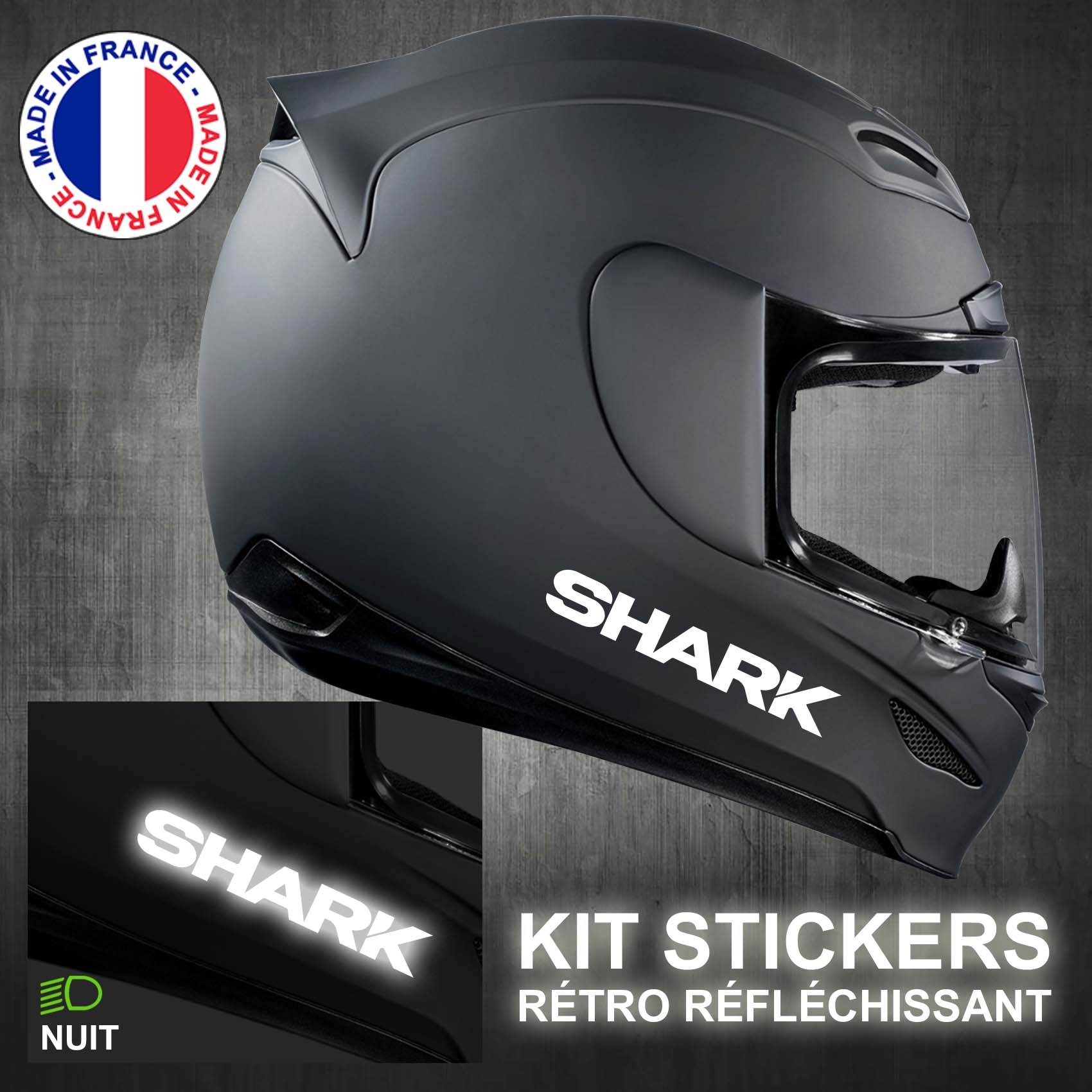 Autocollant Casque Shark Logo Réfléchissant - Stickers Moto