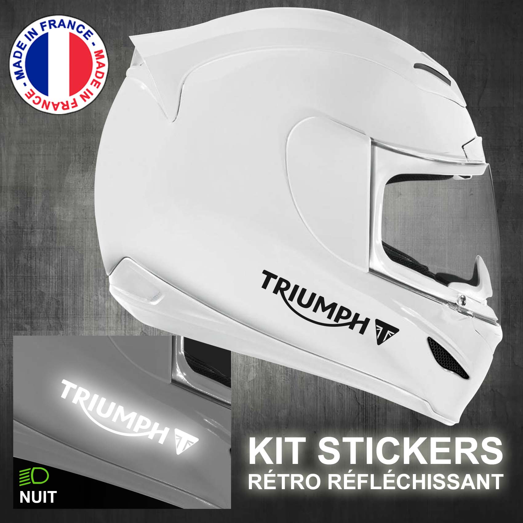 Autocollant Triumph Réfléchissant Logo - Stickers Casque Moto
