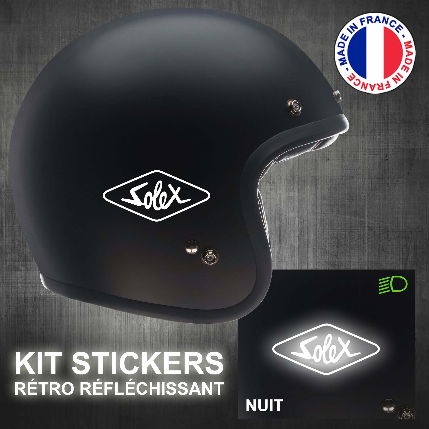stickers-casque-moto-solex-ref2-retro-reflechissant-autocollant-noir-moto-velo-tuning-racing-route-sticker-casques-adhesif-scooter-nuit-securite-decals-personnalise-personnalisable-min