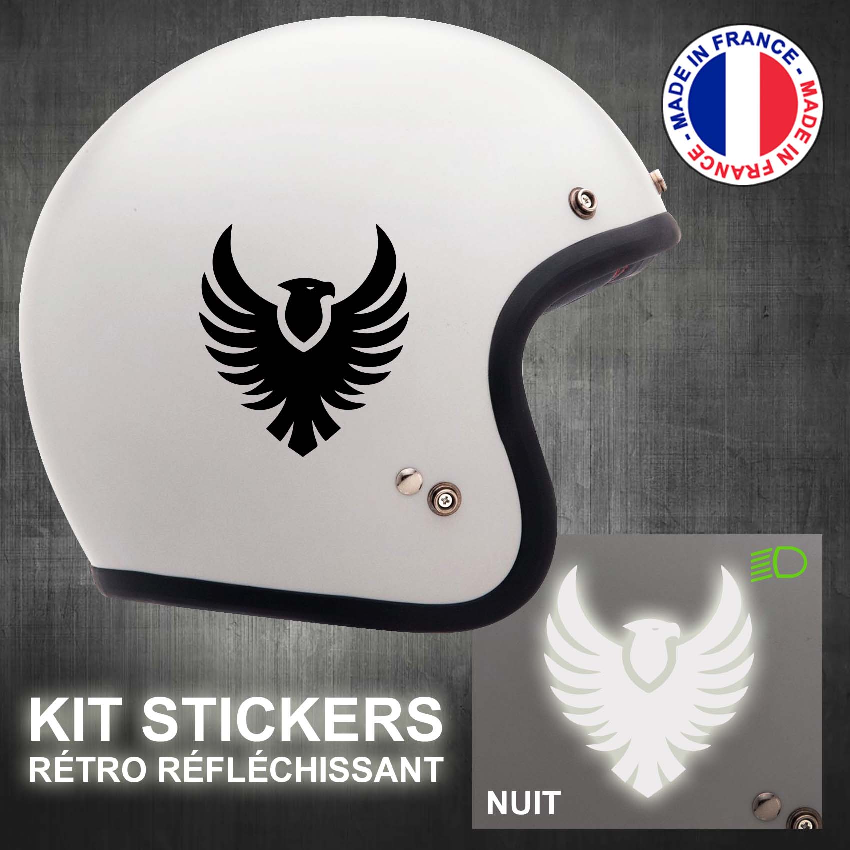 stickers-casque-moto-aigle-retro-reflechissant-ref1-autocollant-noir-reflective-sticker-casques-securite-adhesif-scooter-ref1aiglecasqueretro
