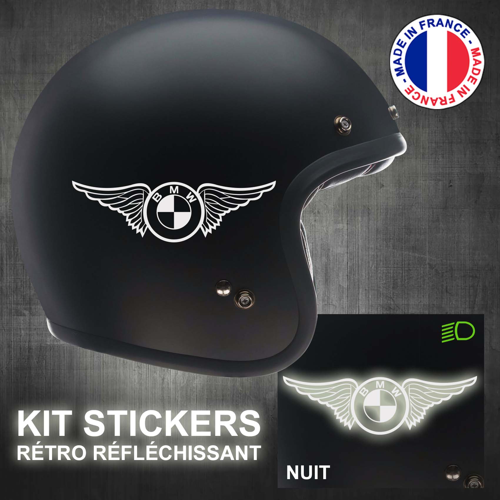 stickers-casque-moto-BMW-retro-reflechissant-ref2-autocollant-vintage-blanc-reflective-sticker-casques-securite-adhesif-scooter-ref2bmwcasqueretro