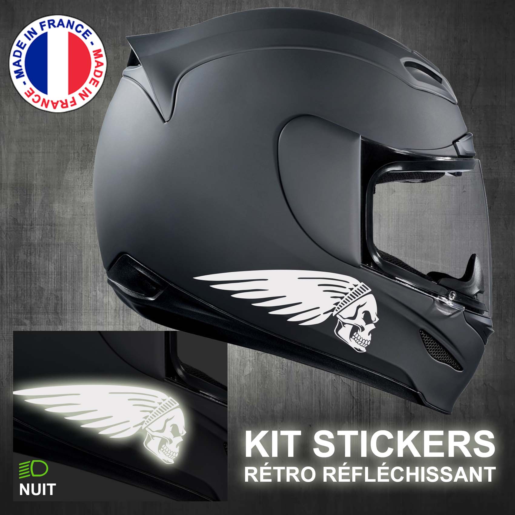 SkinoEu® 2 X Autocollants Vinyle Stickers Skull Tête De Mort