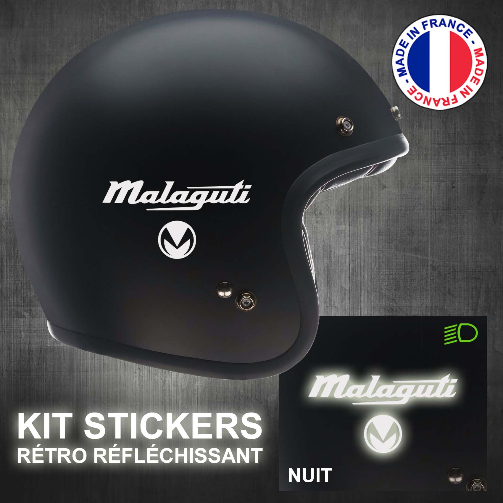 stickers-casque-moto-malaguti-retro-reflechissant-ref4-autocollant-blanc-reflective-sticker-casques-securite-adhesif-scooter-ref4malaguticasqueretro