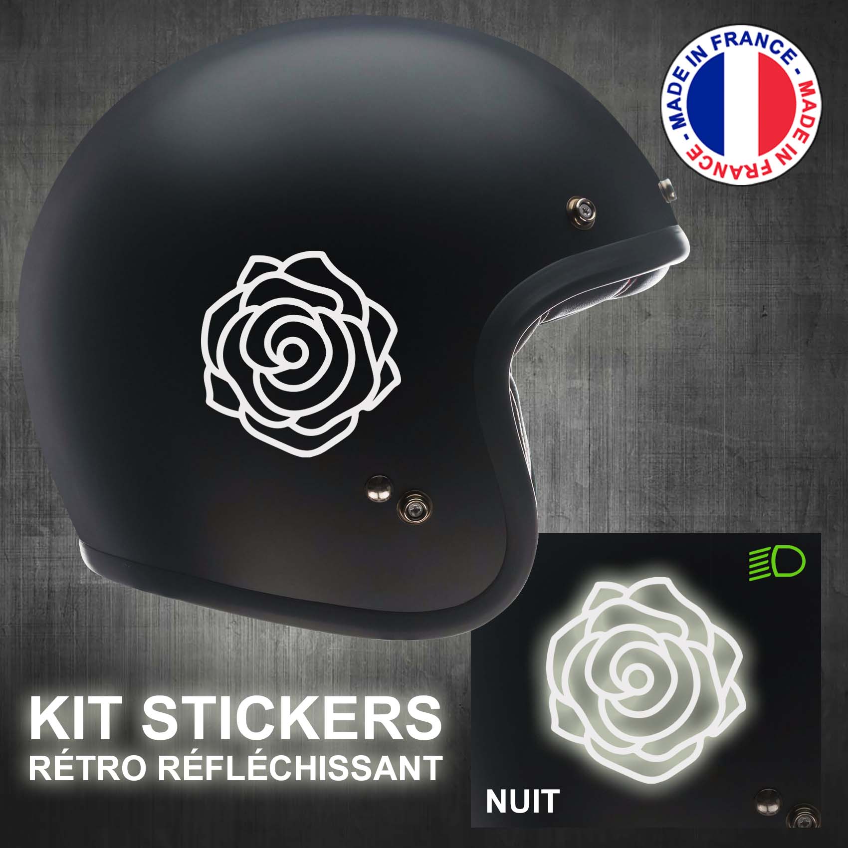 stickers-casque-moto-rose-retro-reflechissant-ref1-autocollant-blanc-reflective-sticker-casques-securite-adhesif-scooter-ref1rosecasqueretro