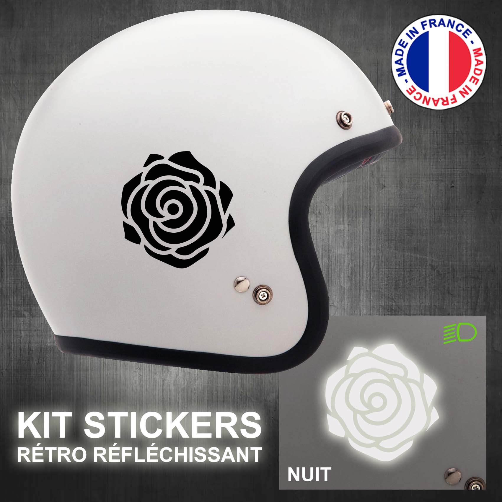 stickers-casque-moto-rose-retro-reflechissant-ref2-autocollant-noir-reflective-sticker-casques-securite-adhesif-scooter-ref2rosecasqueretro