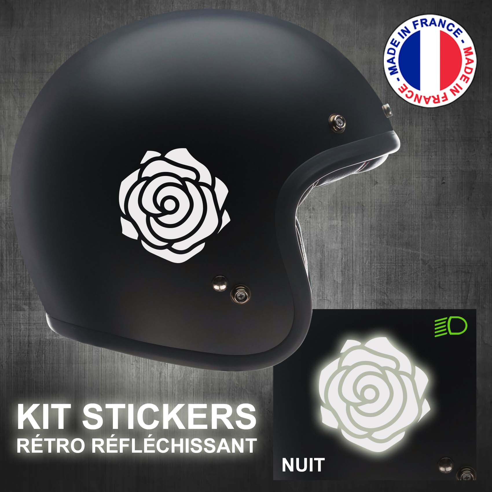 stickers-casque-moto-rose-retro-reflechissant-ref2-autocollant-blanc-reflective-sticker-casques-securite-adhesif-scooter-ref2rosecasqueretro