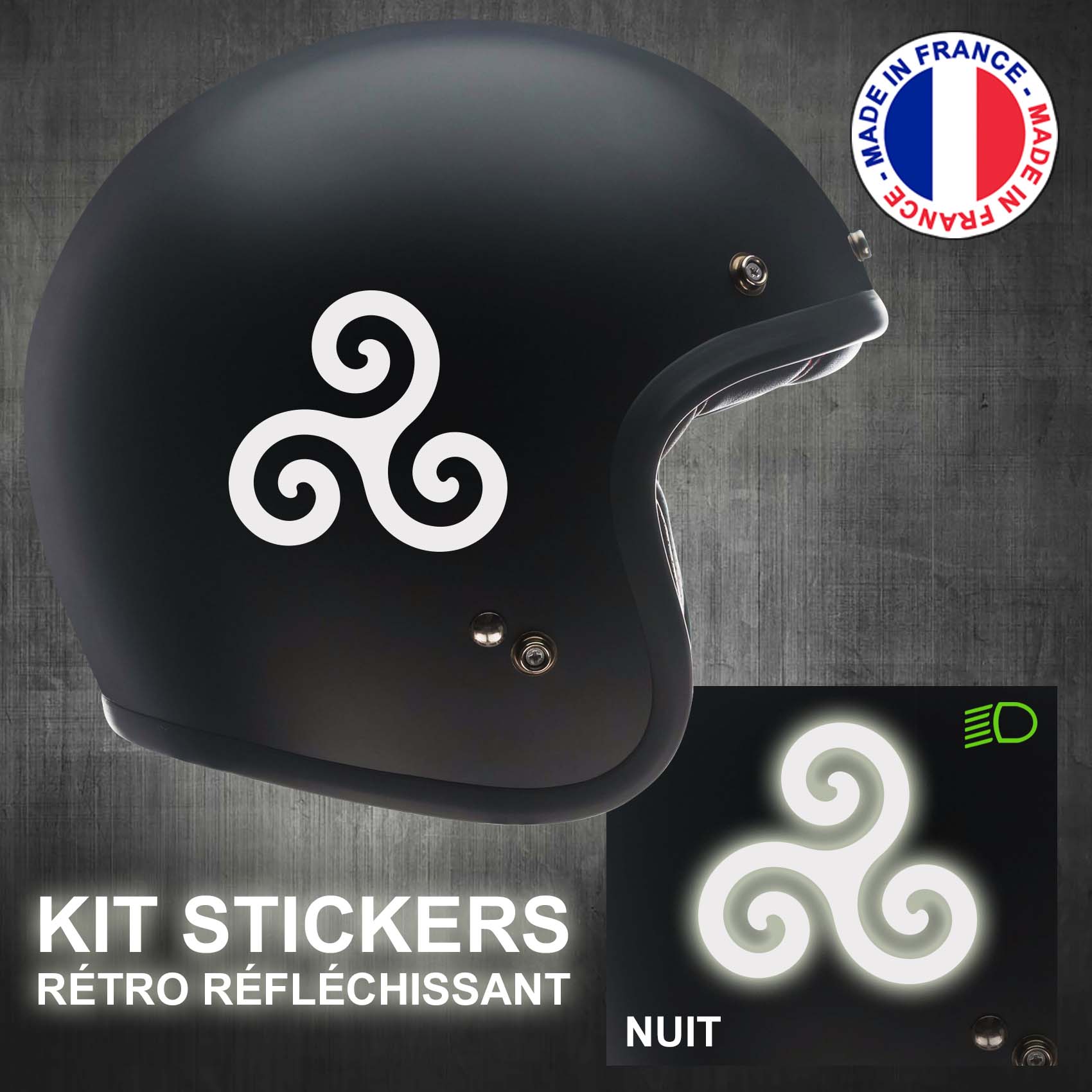 stickers-casque-moto-triskel-retro-reflechissant-ref1-autocollant-blanc-reflective-sticker-casques-securite-adhesif-scooter-ref1triskelcasqueretro