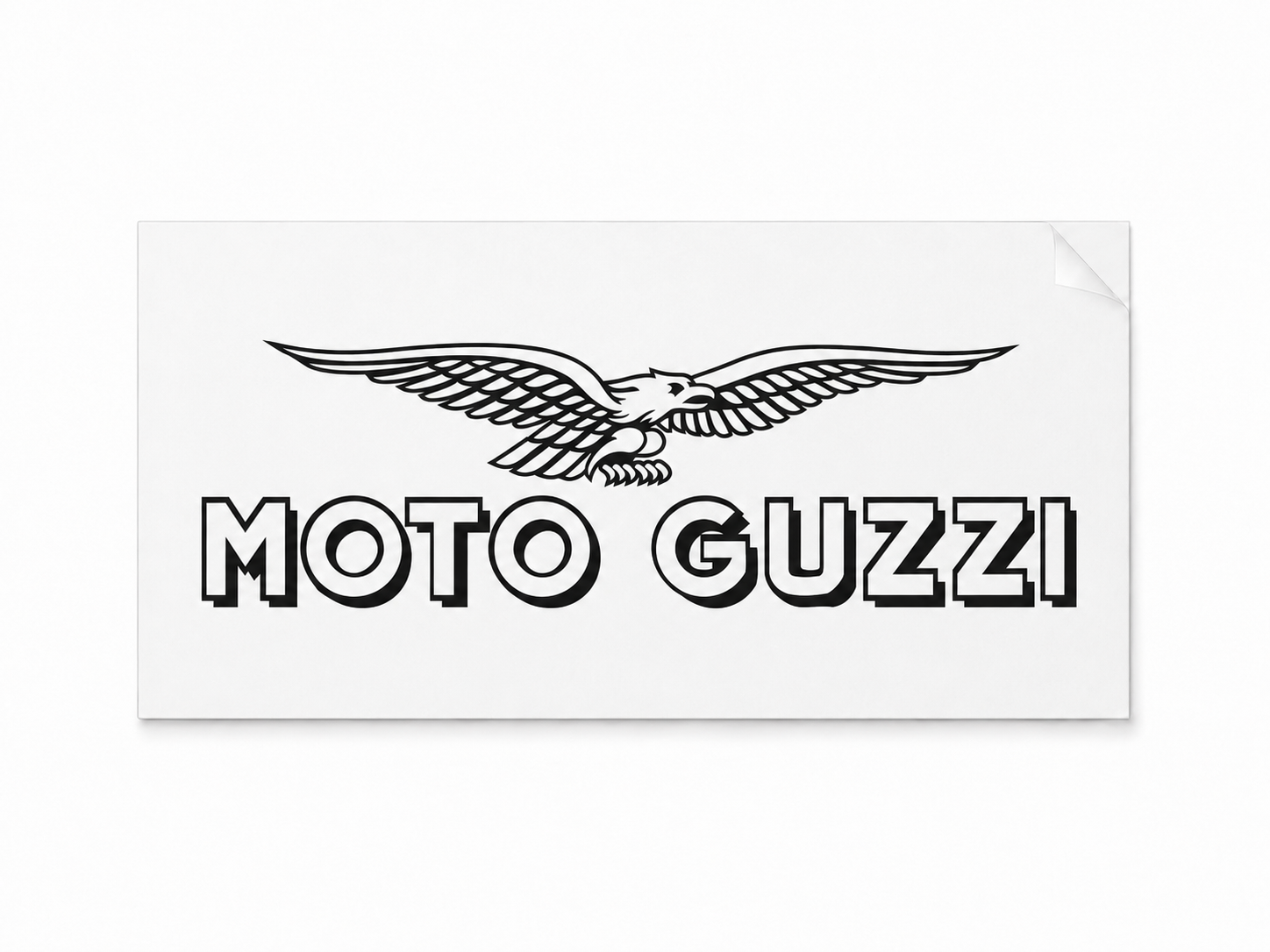 Sticker Moto Guzzi découpé dans le vinyle, sans fond ni contour