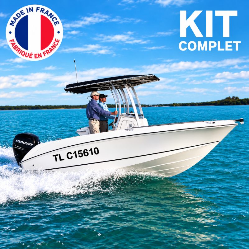 Stickers immatriculation bateau - kit complet autocollant immat fabriqué en France PremStick