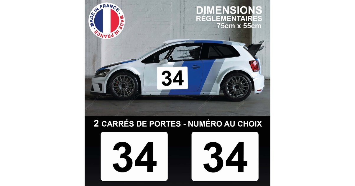 Stickers Carrés de portes Numéros - Autocollant Rallye