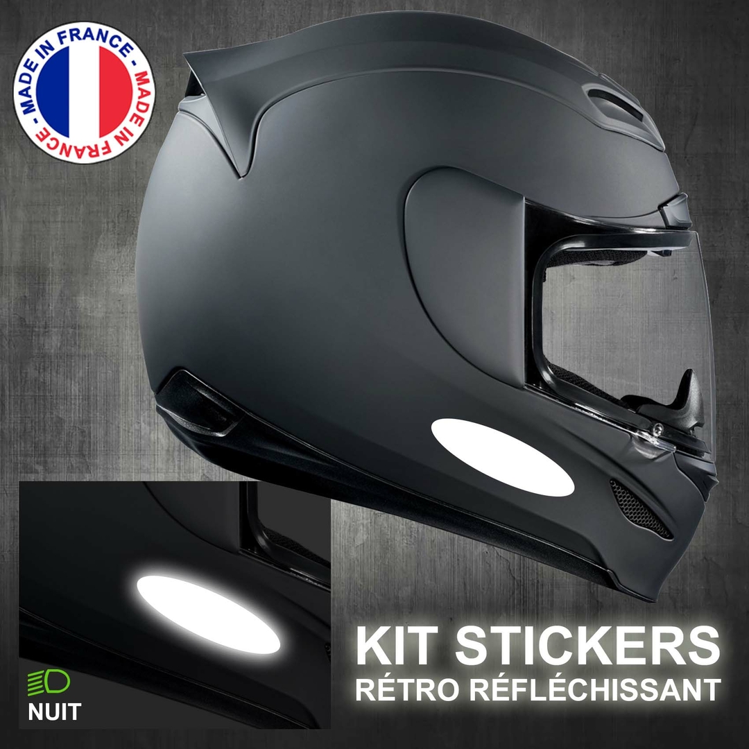 Kit de 4 Stickers rétro réfléchissants pour casque moto, visible la nuit  pour votre sécurité