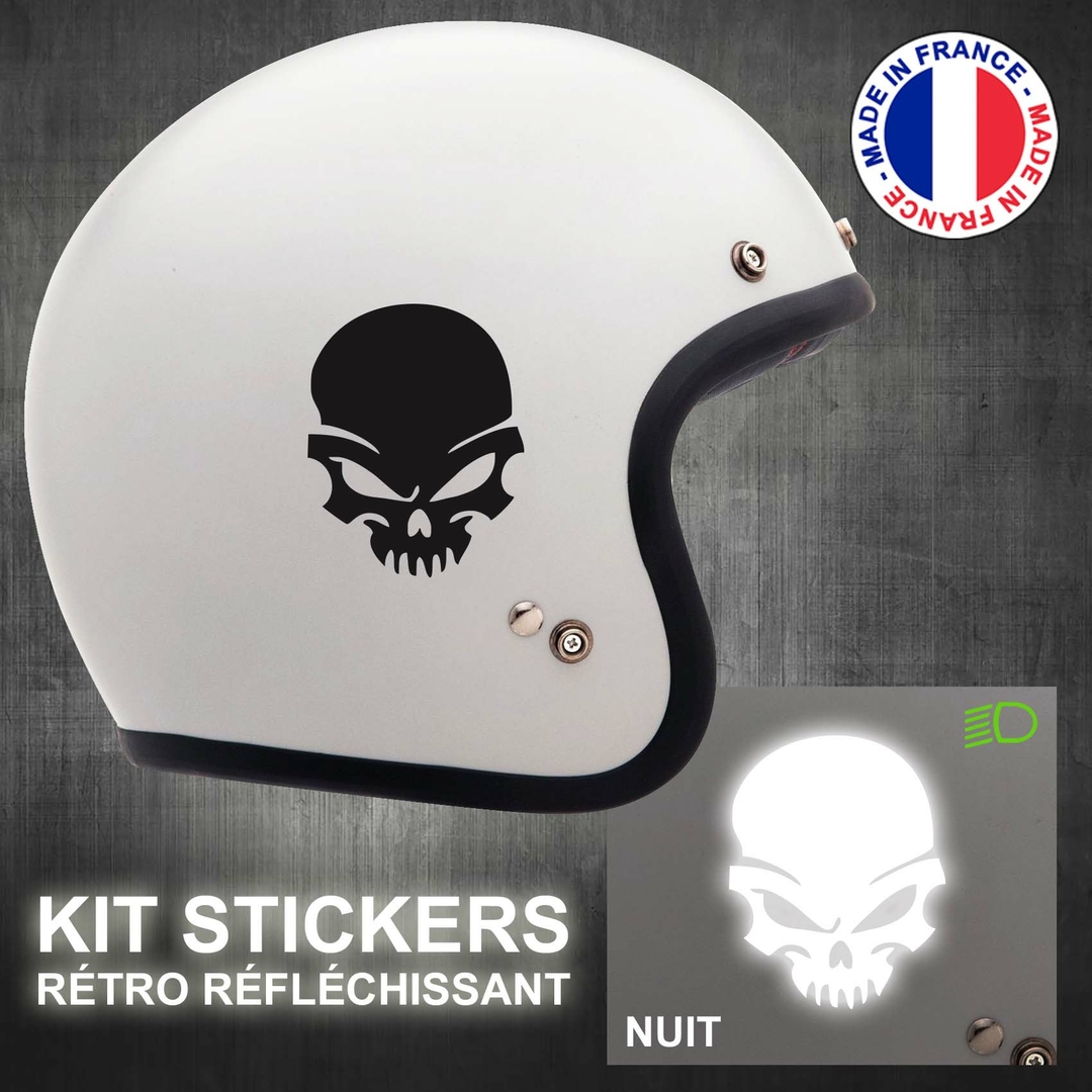 Stickers Skull Réfléchissant Autocollants Casque moto