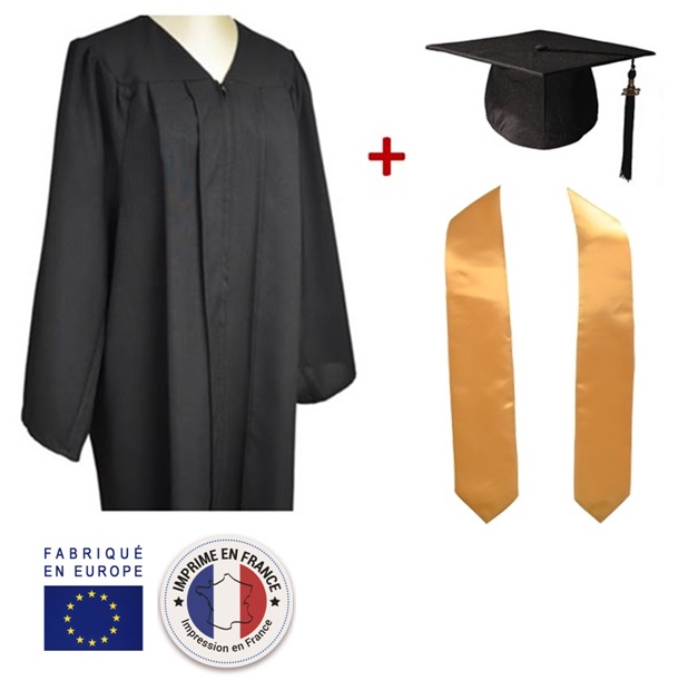 TENUE DE DIPLOME EN TISSU MAT + ECHARPE IMPRESSION OFFERTE