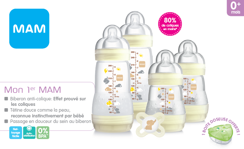 MAM Coffret Naissance Coton - 160 et 260 ml - Biberon MAM sur L'Armoire de  Bébé