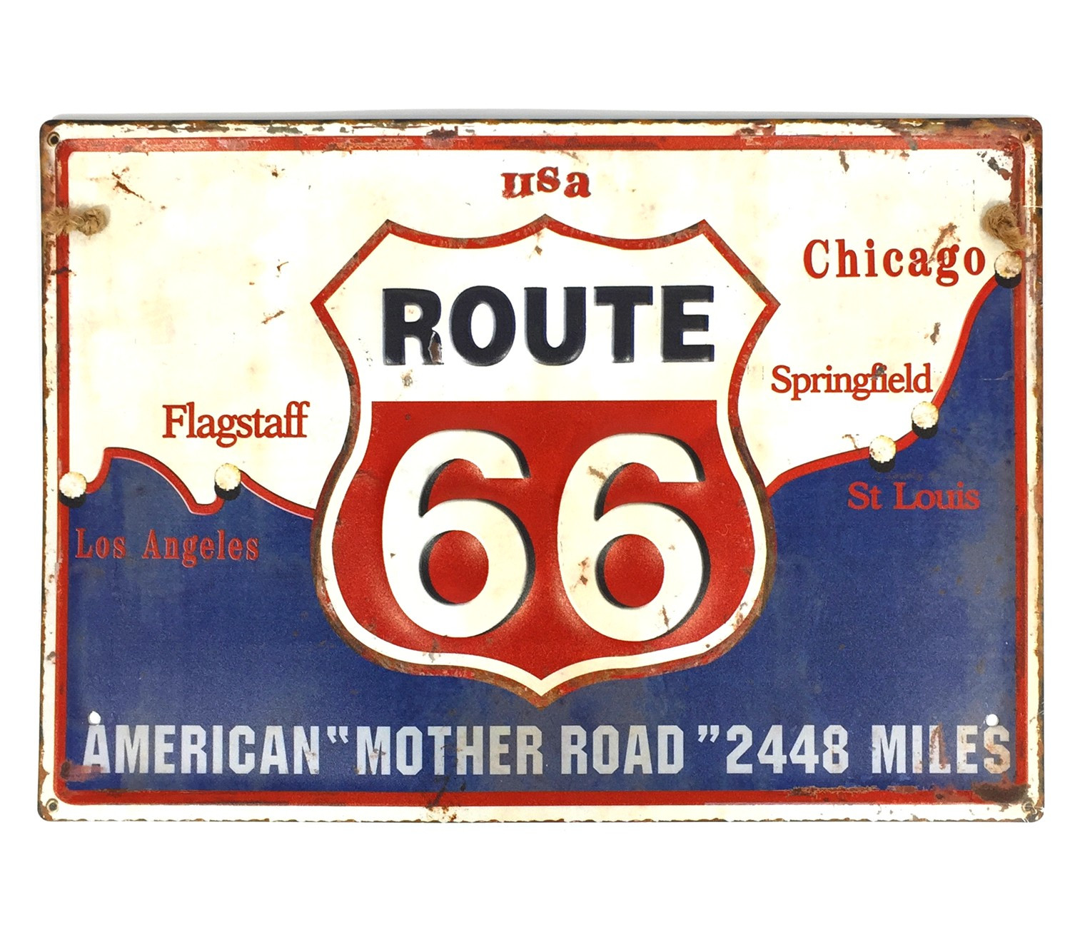 Plaque Métal Déco Vintage Effet Relief Route 66 American Mother Road 30x40cm DÉco 