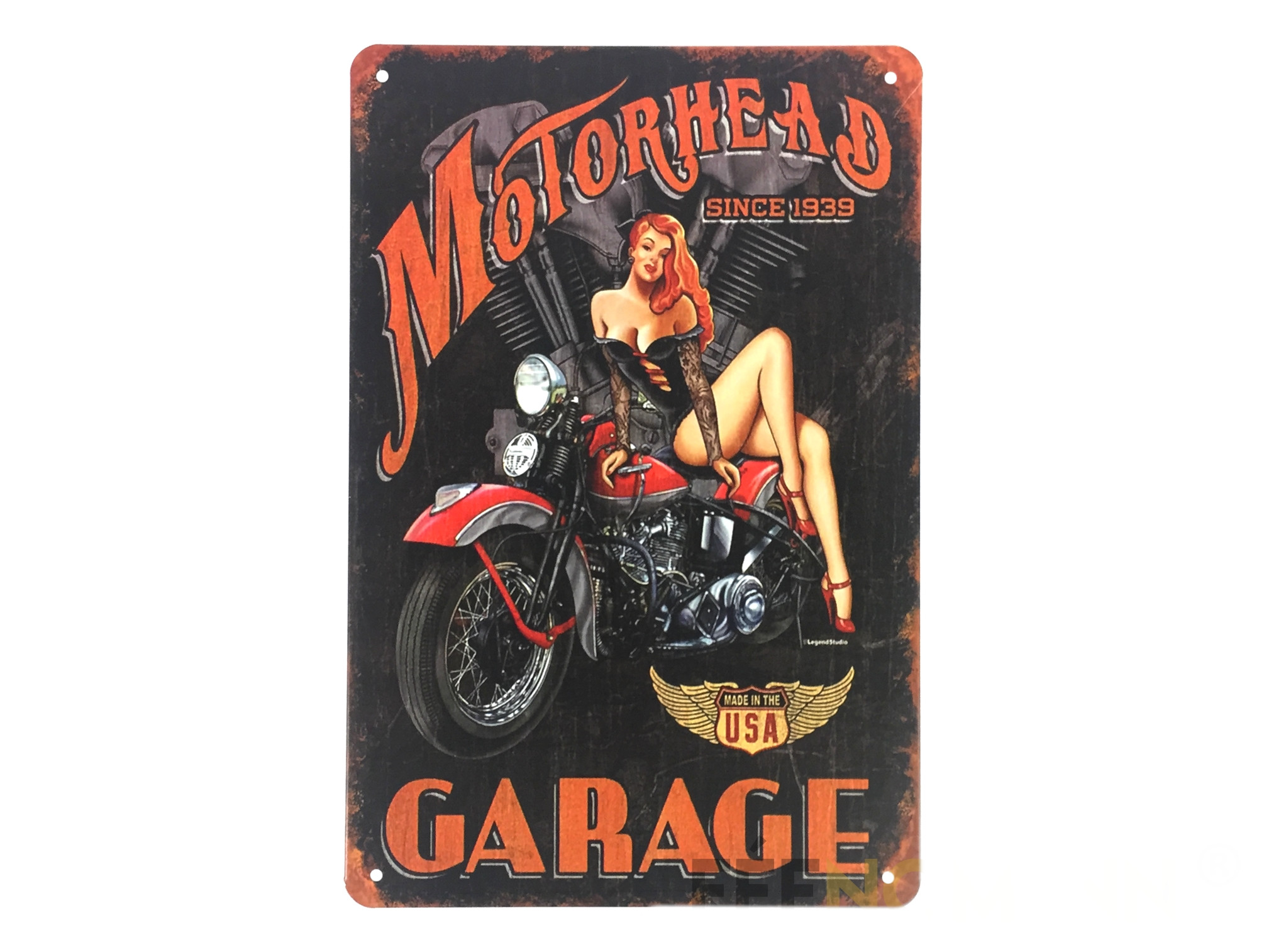 plaque métal vintage PIN UP MADE IN THE USA