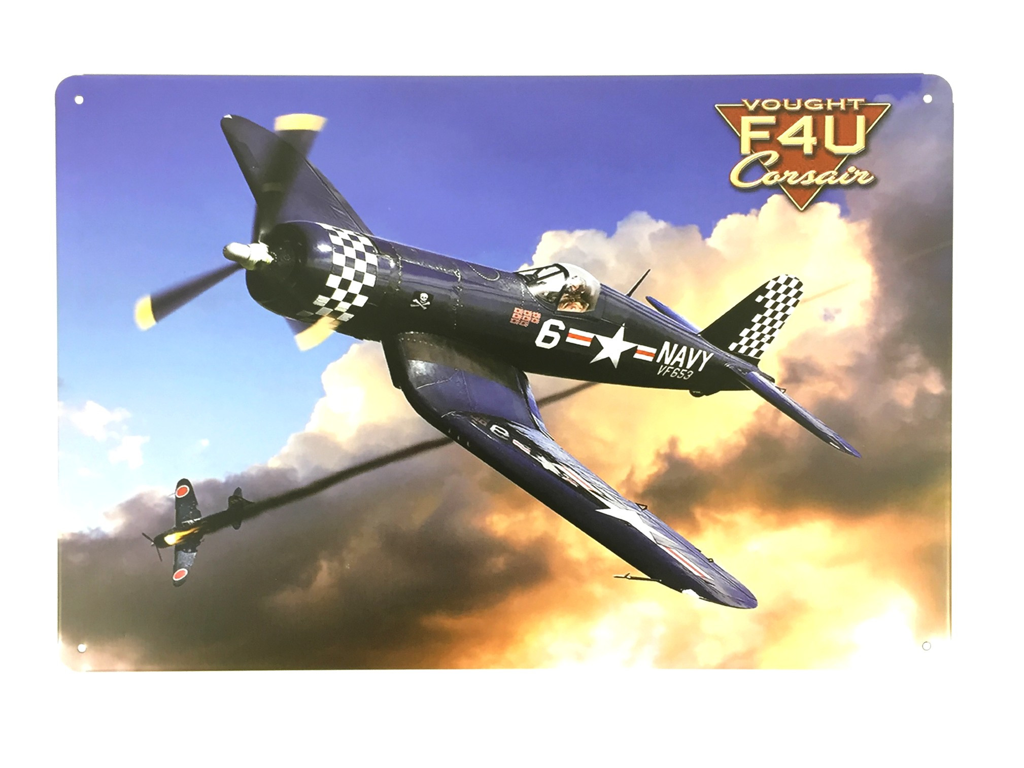 Plaque Métal Déco Vintage Avion Guerre Usa Vought F4u Corsair 20x30cm DÉco Accessoires 