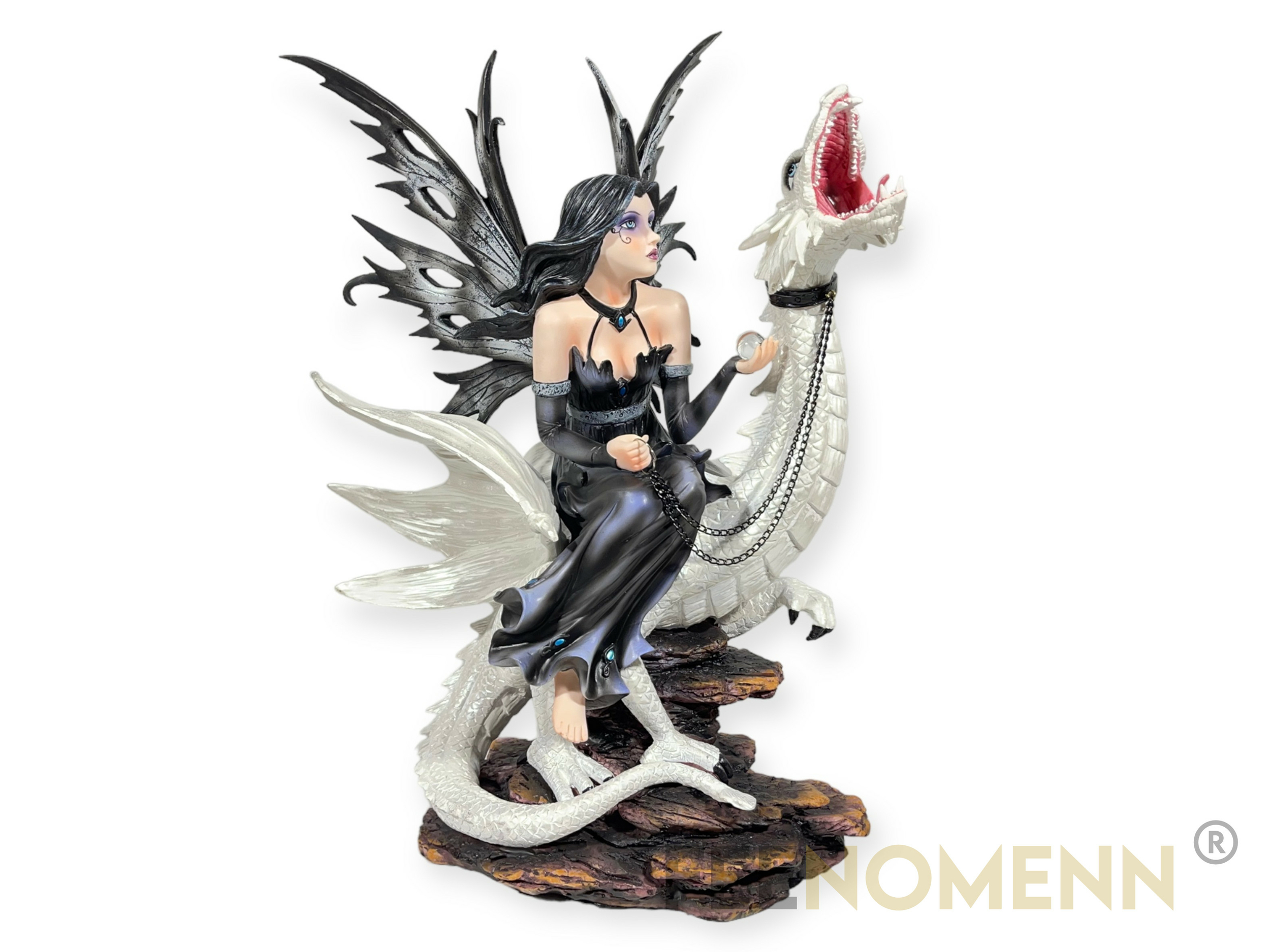 Le coin cadeaux Figurine fée avec Dragon Statue Statuette Elfe Fairy déco  22 cm