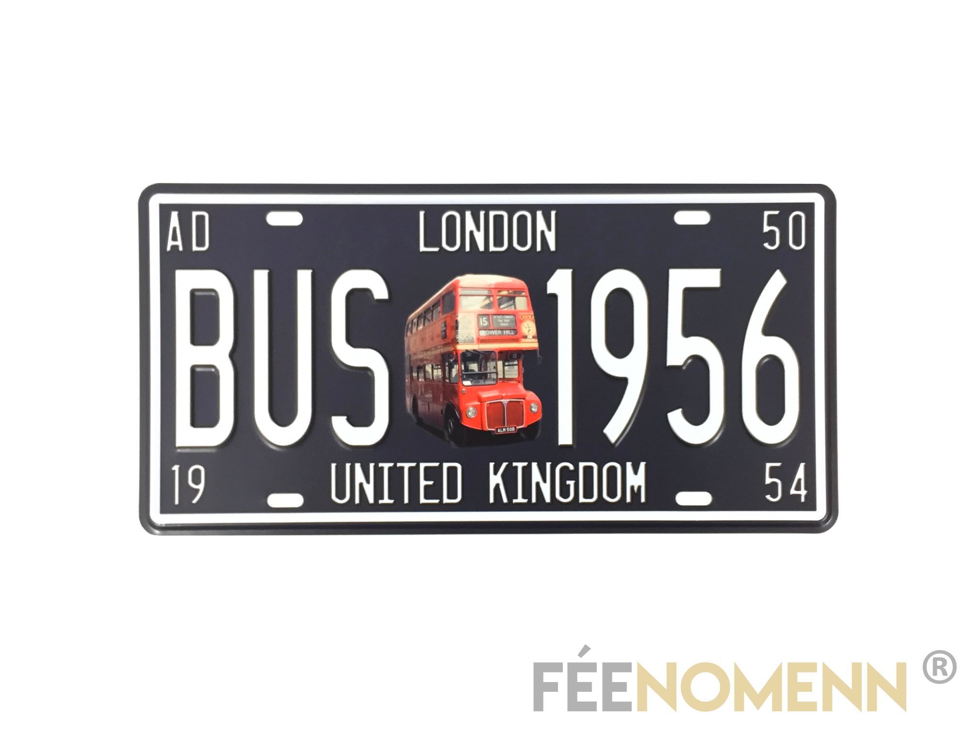 Plaque Métal Immatriculation Vintage Bus Londres