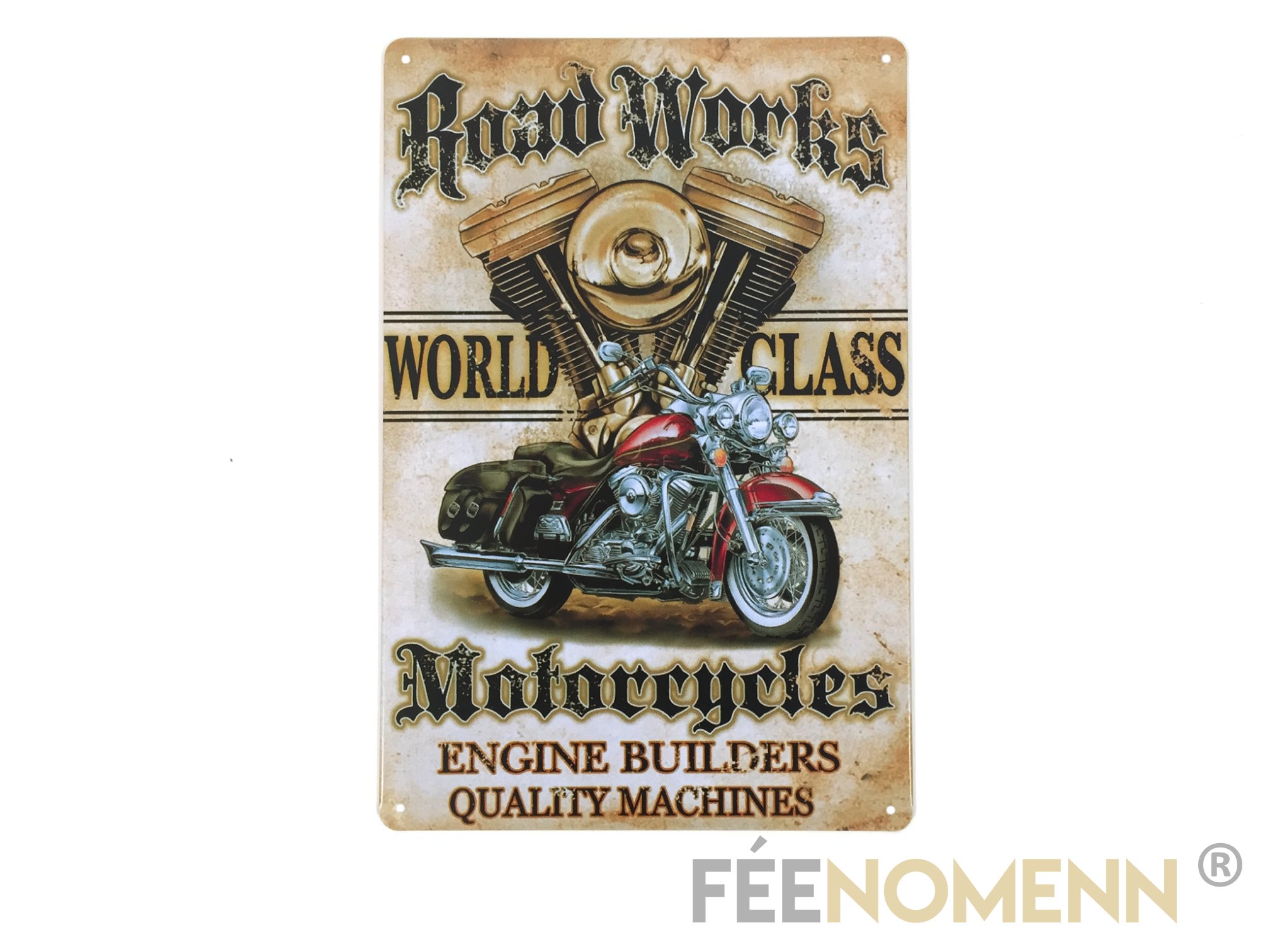 Plaque Métal Déco Vintage Motorcycles Road Works Harley Wold Class 20x30cm DÉco 