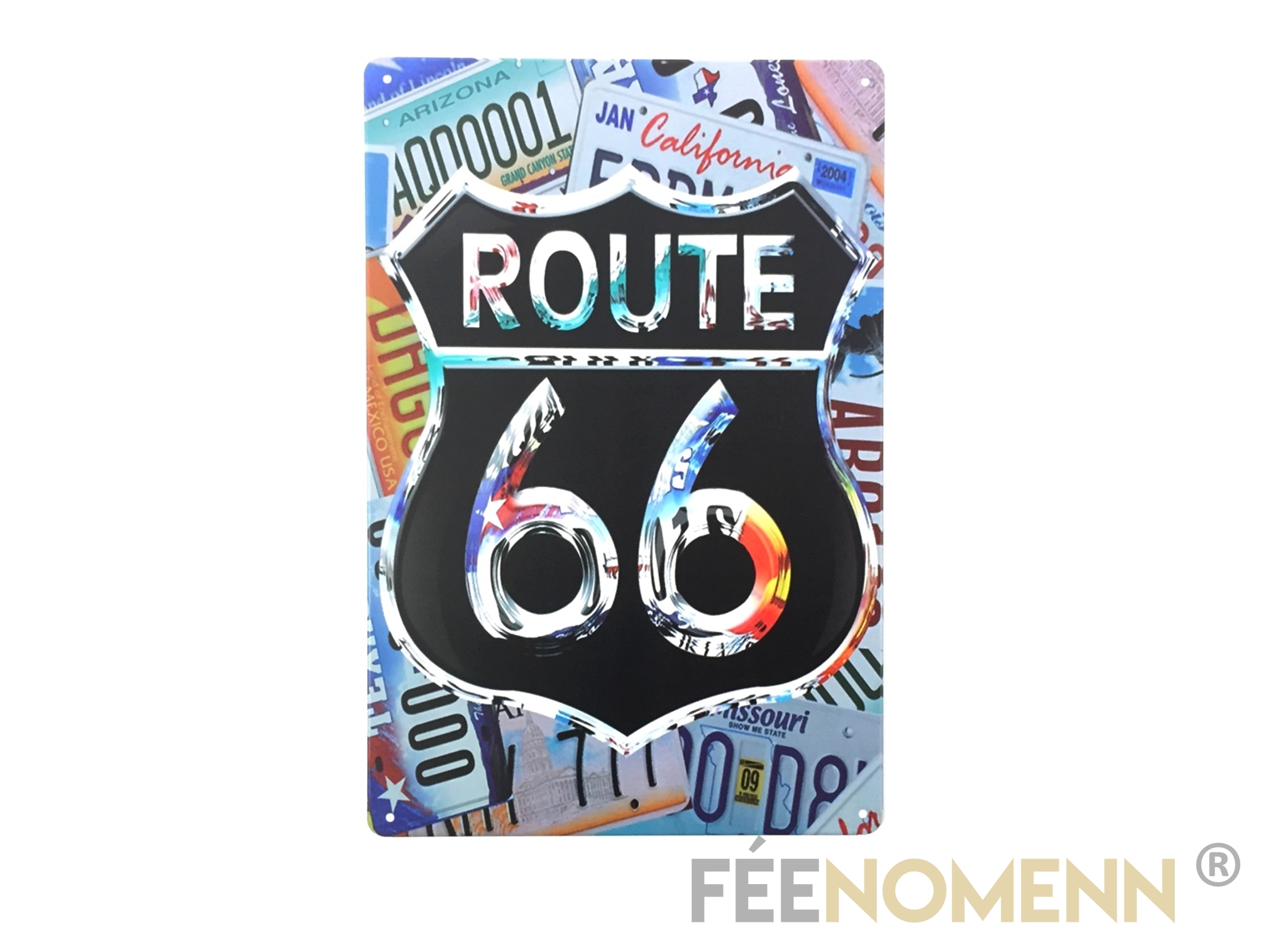 Plaque Métal Déco Vintage Ecusson Route 66 Coloré 20x30cm DÉco Accessoiresplaques Metal 