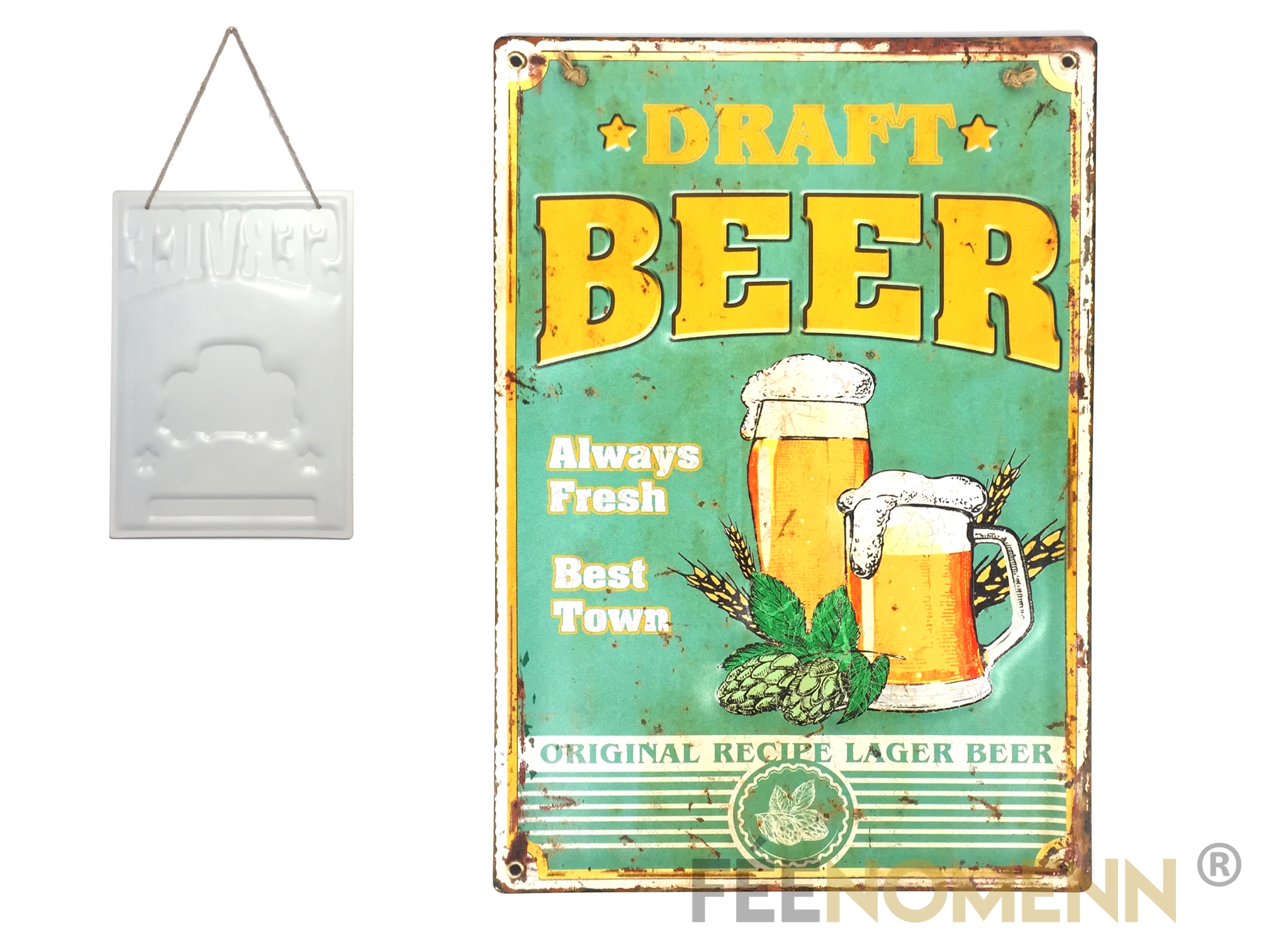 Plaque Métal Lumineuse LED - Déco Murale Vintage - Bière / Beer Served