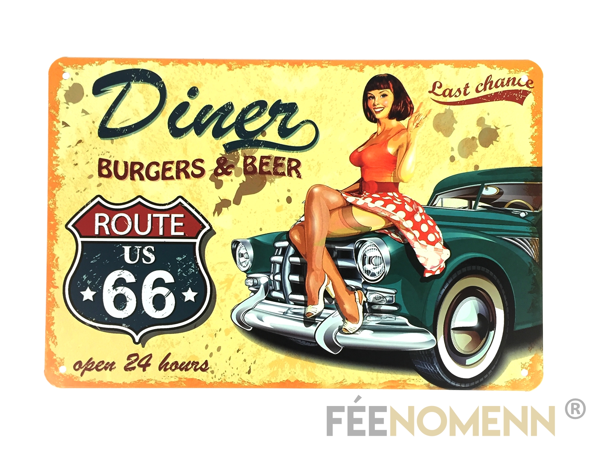 Plaque Métal Déco Vintage Diner Burger And Beer Route Us 66 20x30cm DÉco Accessoires 