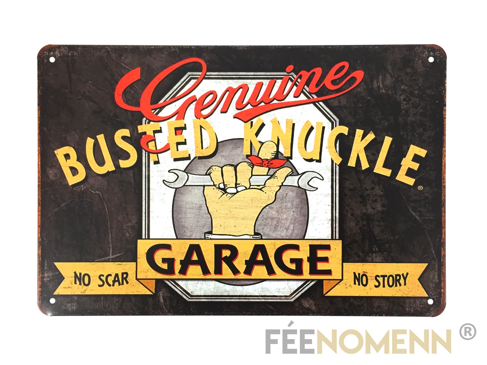Plaque Métal Déco Vintage Garage Genuine Busted Knuckle 20x30cm DÉco Accessoiresplaques 