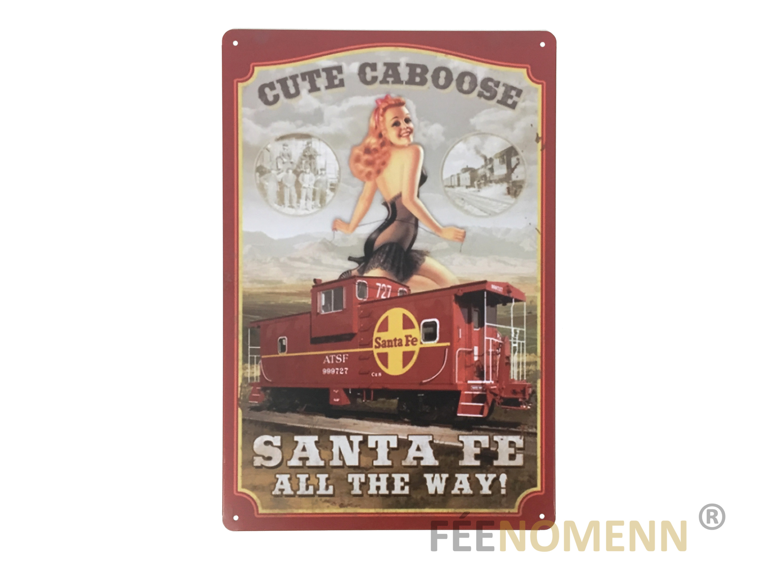 Plaque Métal Déco Vintage Train Usa Santa Fe Pin Up Sexy 20x30cm DÉco Accessoires 
