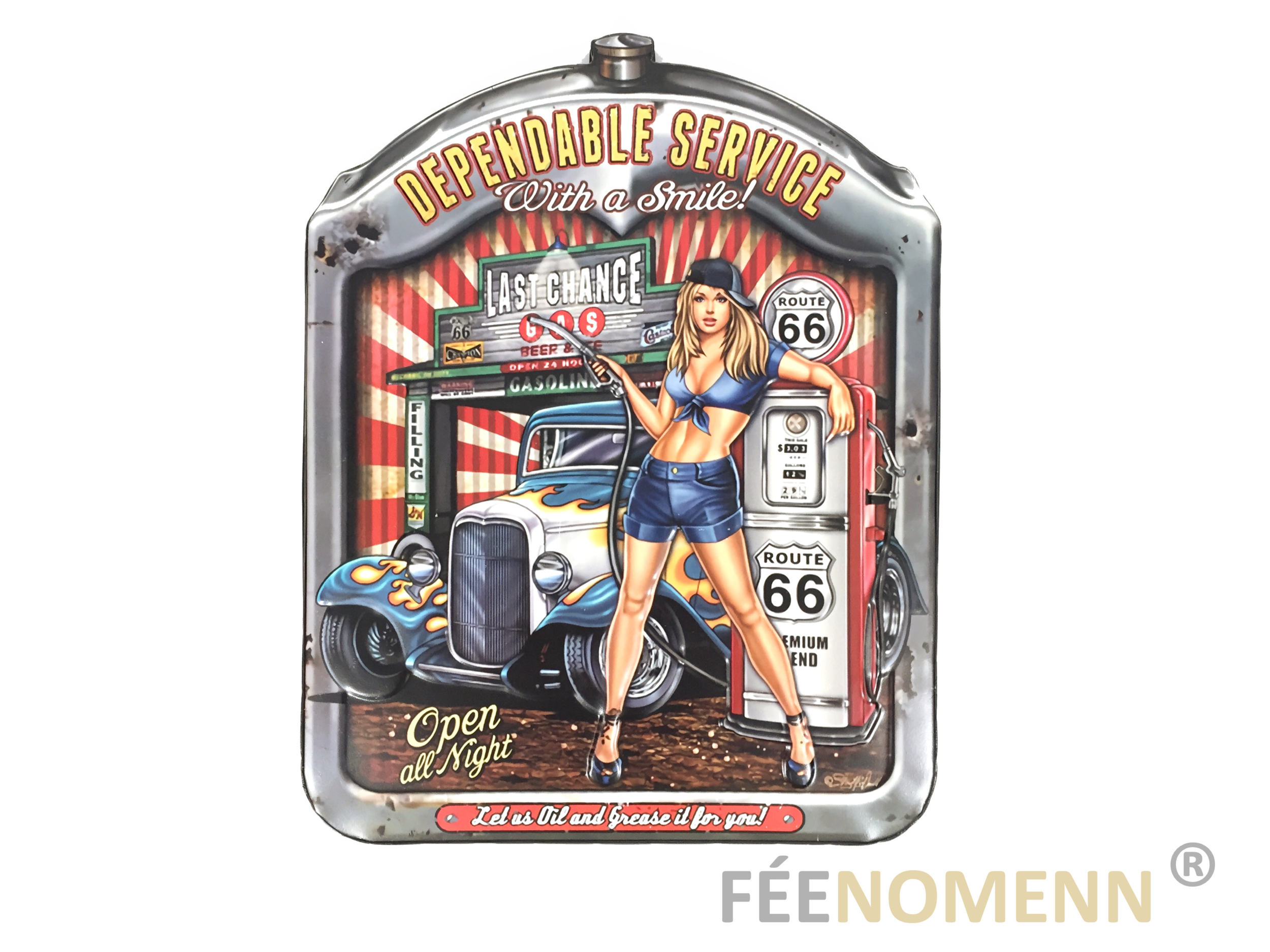 Déco Murale Vintage En Métal Station Service Route 66 Pompiste Sexy Dependable 46x36cm 