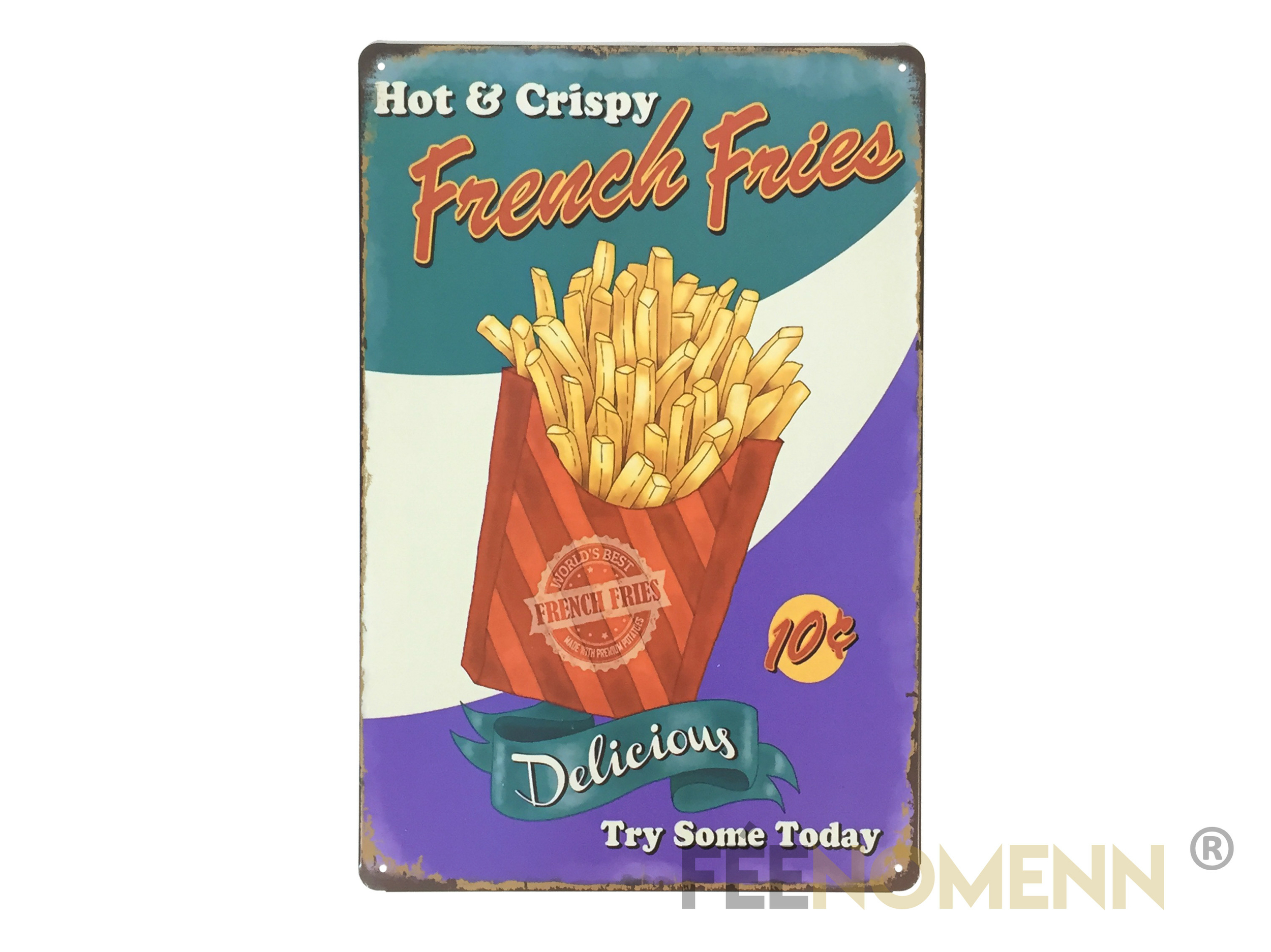 Plaque Métal Déco Vintage Barquette à Frites Delicious French Fries 20x30cm DÉco 