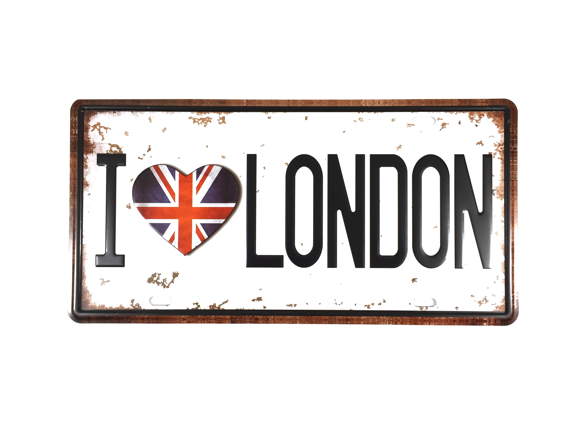 Plaque Métal Immatriculation Vintage I Love London (Londres) (15x30cm