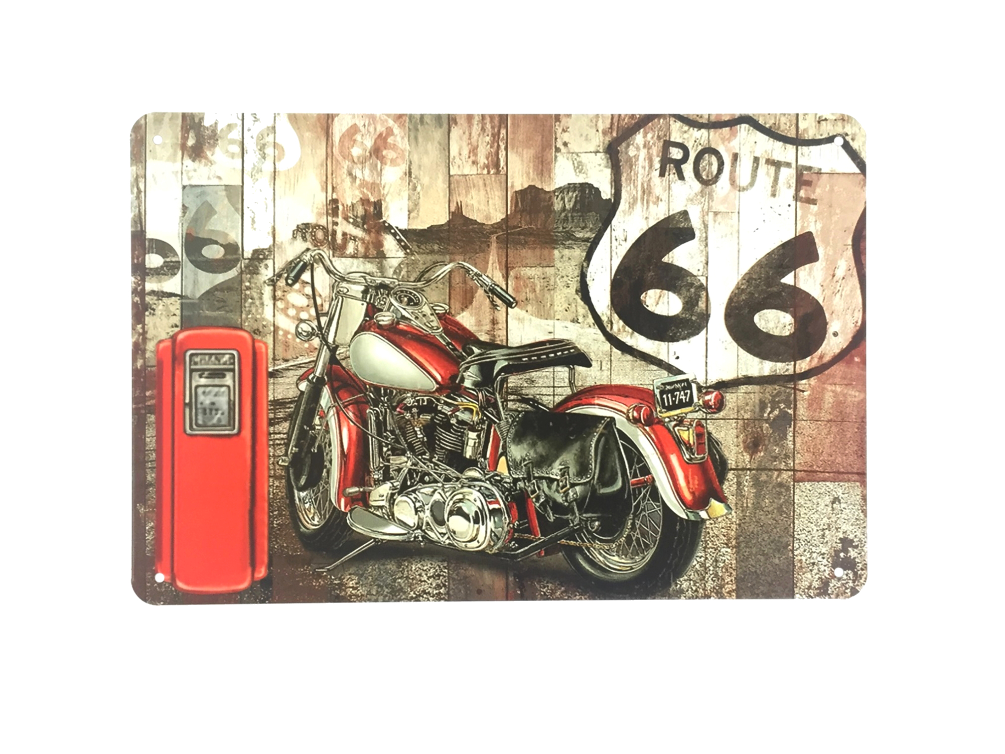 Plaque Métal Déco Vintage Moto Harley Station Route 66 20x30cm DÉco Accessoires 