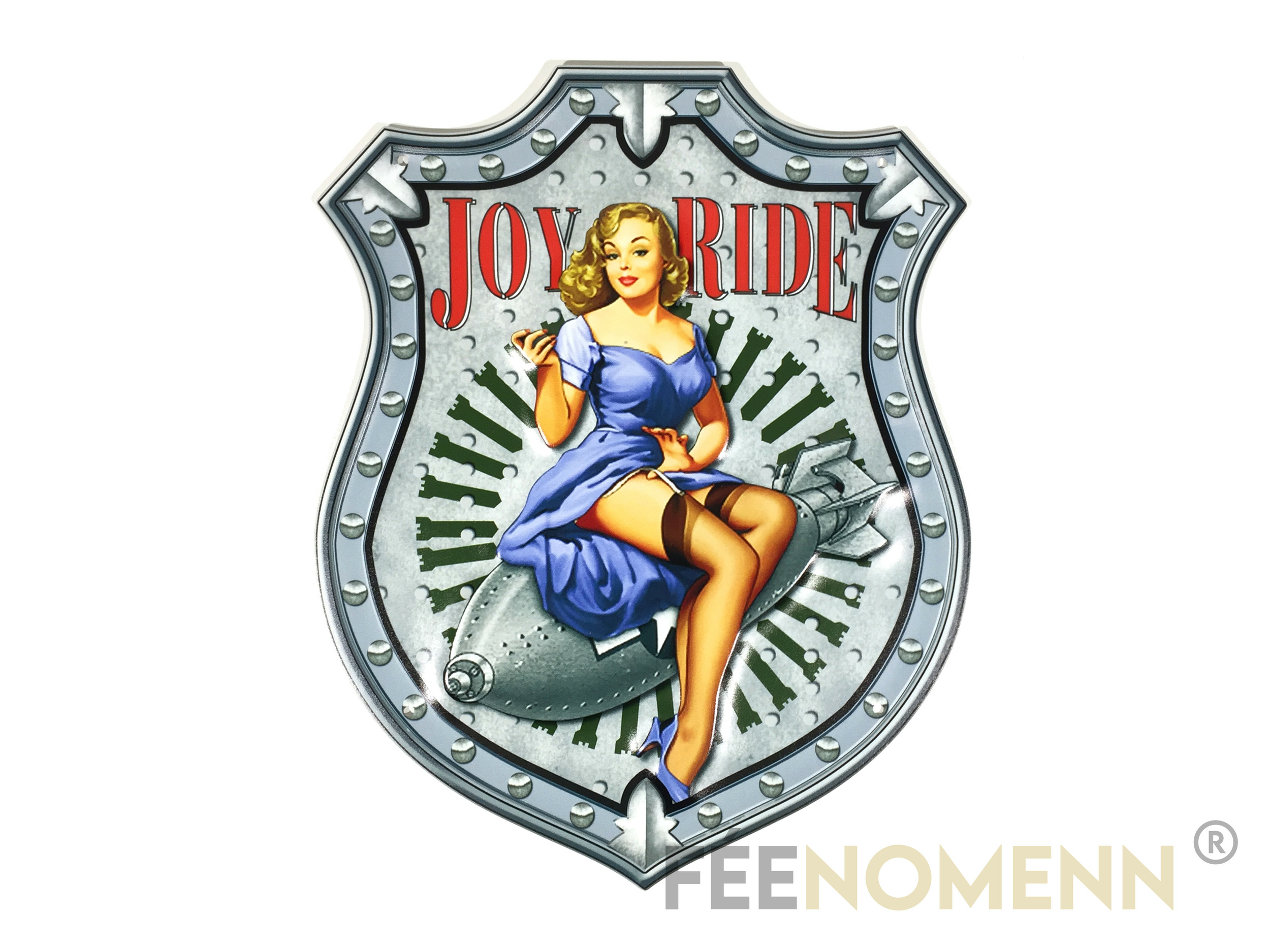 Plaque Métal Déco Vintage Effet Relief Joy And Ride Missile Pin Up 32x40cm DÉco 