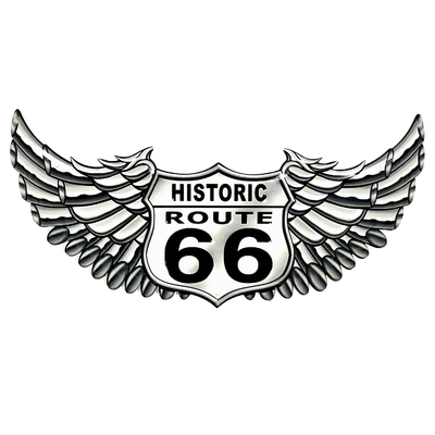 Plaque Métal Déco Vintage - EFFET RELIEF - Ailes Ange Route 66 - Moto Harley Pot Echappement (40x20cm)